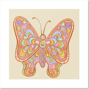 Rainbow vintage butterfly Posters and Art